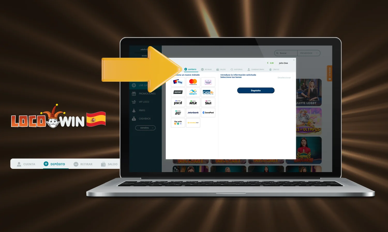 Depositar en Locowin Casino España