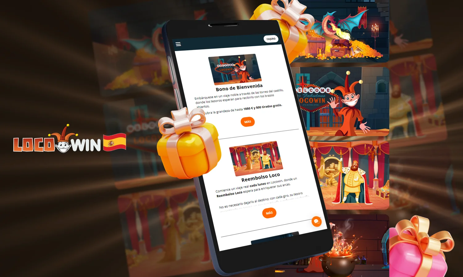 Bonificaciones Locowin en la aplicación móvil para iOS y Android